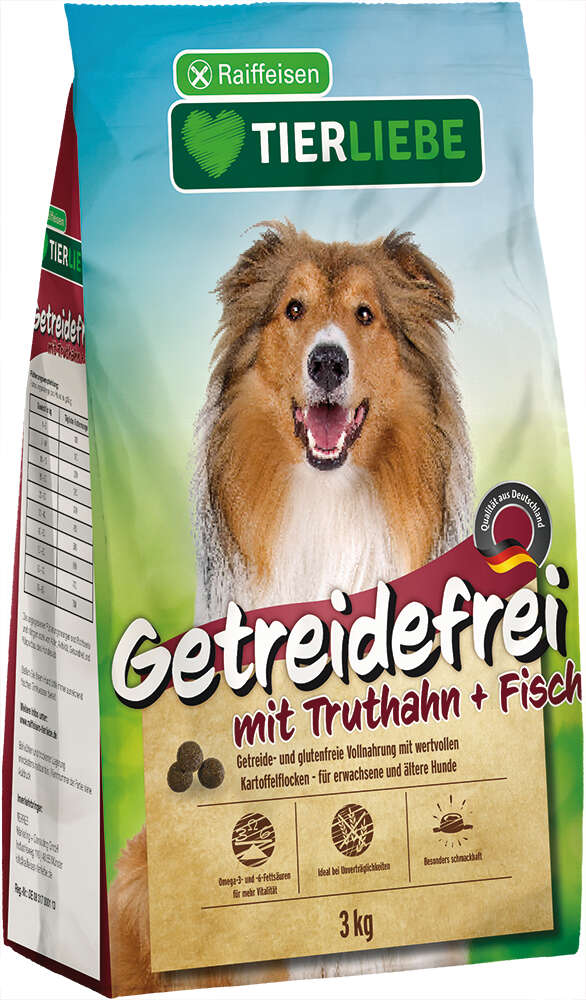 TIERLIEBE Hunde-Trockenfutter Getreidefrei mit Truthahn und Fisch
